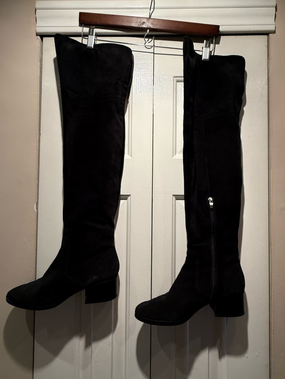 Via Spiga Over-the-Knee Boots Black Suede & Leather Size 8.5 (EU 39)